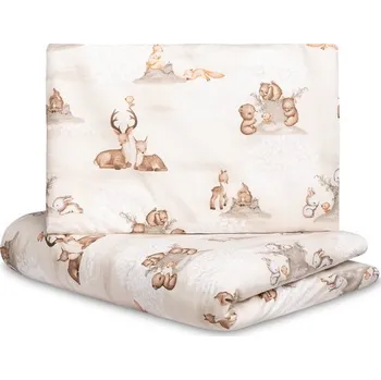 Mušelínové povlečení do postýlky 135x100, Zábava v lese, béžové, Velikost povlečení 135x100
