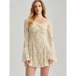 Šaty s krajkou - L - House - krémový - 890EW-01X