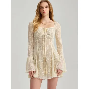 Dámské šaty Šaty s krajkou - L - House - krémový - 890EW-01X