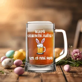 Sklenice NEJLEPŠÍ VELIKONOČNÍ ZAJÍČEK? TEN CO NOSÍ PIVO - pivní sklenice 0,5 l