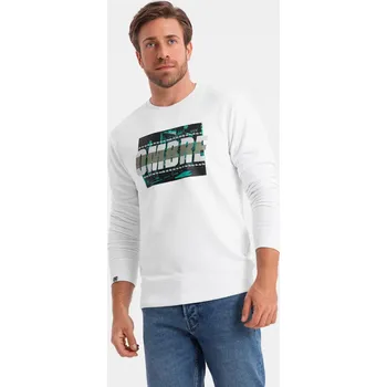 Pánská mikina Pánská mikina s potiskem nošená přes hlavu - bílá V1 OM-SSPS-0156 - XL