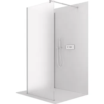 CERANO - Sprchová zástěna Walk-in Onyx Corner Round L/P - 8 mm - kulatá vzpěra - chrom, mléčné sklo - 130x100x200 cm