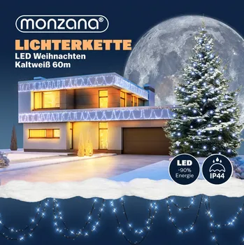 Vánoční dekorace monzana® vánoční LED řetěz 60 m studená bílá