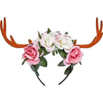 Karnevalový doplněk Čelenka s květinami a parůžky