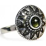 Drakkaria ISOLDA stříbrný prsten s vltavínem, Ag 925