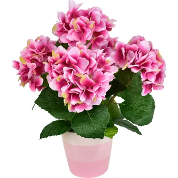umělá květina Hortenzie růžová 5 květů v keramickém květináči 40x30 cm