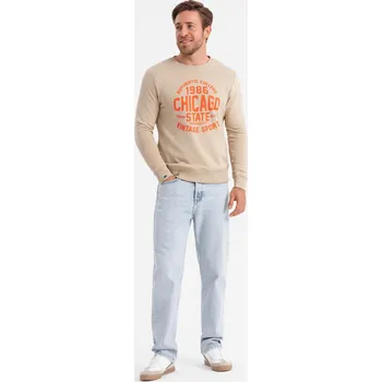 Pánská mikina Pánská mikina s potiskem - písková V1 OM-SSPS-0154 - XL