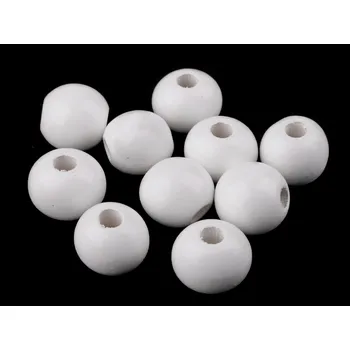 Dětské navlékací korálky Dřevěný korálek lakovaný Ø25 mm - bílý