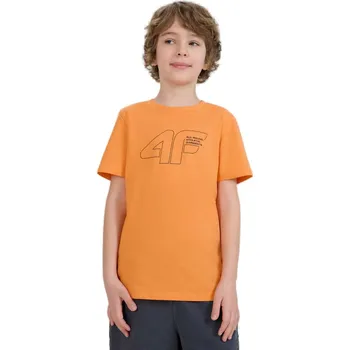 Chlapecké tričko Chlapecké tričko s krátkým rukávem 4F JUNIOR-TSHIRT M2185-70S-ORANGE Oranžová 146