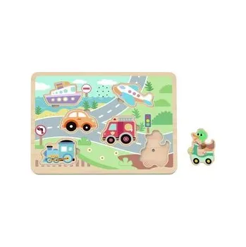 Dřevěná vkládačka dopravní prostředky se zvukem