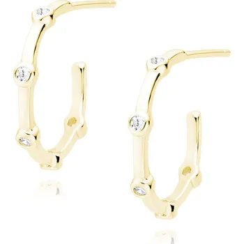 Náušnice Pozlacené stříbrné náušnice kroužky s drobnými zirkony - Meucci SLE373