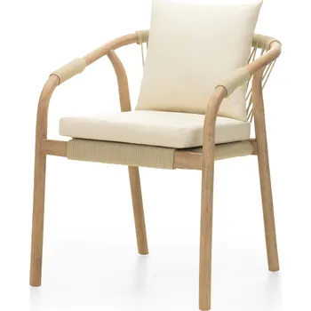 Zahradní židle Rovigo z masivu světlé akáciové dřevo/béžová