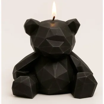 Svíčka Vonná svíčka Low-poly méďa | 55 g | Svíčkománie3D | Barva: Černá