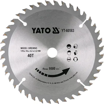 Řezný kotouč Yato | Kotouč na dřevo 170 x 16 mm 40z YT-60583