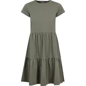 Dámské šaty Dámské tričkové šaty s volány BASIC khaki - TRSAVOKHS