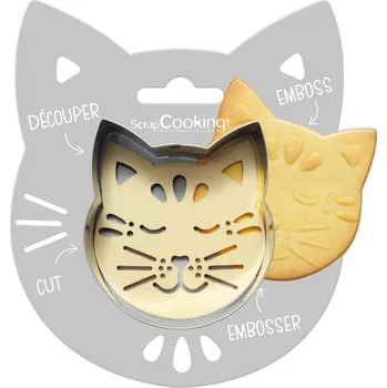Vykrajovátko ScrapCooking Sada vykrajovátka a dřevěného razítka kočka