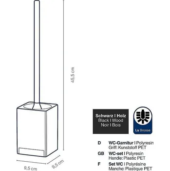 WC štětka KELA WC sada Cube polyresin černá KL-23690