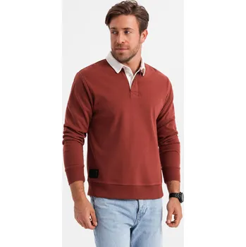 Pánská mikina Pánská bílá mikina s límečkem - bordó V3 OM-SSNZ-0132 - S