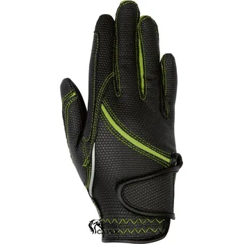 Rukavice HKM -FASHION- - Černá/Zelená - XS