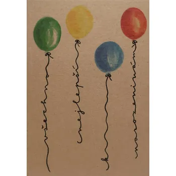 Přáníčko BeBechy – recyklovaný papír - Balónky BPR1-78