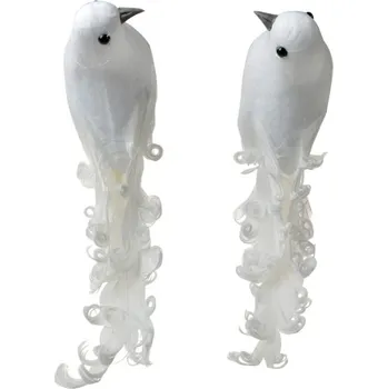 Vánoční ozdoba Bílá dekorace na klipse holibičky (sada 2) – 19x9x10 cm