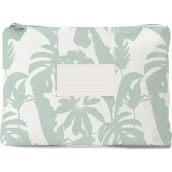 Kosmetická taška Kosmetická taštička Fabrizio Summer 50459-5800 bílá s potiskem zelených listů – stylová taštička na kosmetiku, plavky nebo drobnosti, ladící s designem plážové tašky Fabrizio Summer 50450 | Cooltovka.cz