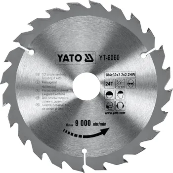 Řezný kotouč Yato | Kotouč na dřevo 184 x 30 mm 24z YT-6060