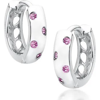 Náušnice Děrované stříbrné náušnice kroužky s turmalíny - Meucci SLE379