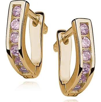 Náušnice Pozlacené stříbrné náušnice s kamínky z turmalínu - Meucci SLE267