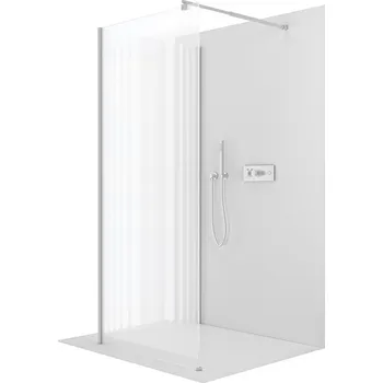 CERANO - Sprchová zástěna Walk-in Onyx Corner Round L/P - 8 mm - kulatá vzpěra - chrom, rýhované sklo - 100x80x200 cm