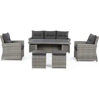 Šedý zahradní lounge set z umělého ratanu pro 6 Ariel – Bizzotto ID_1774682