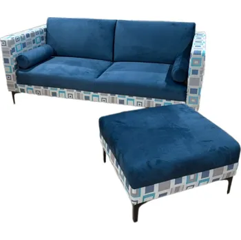 Taburet Pohovka LINDE modrá + taburet