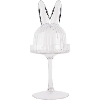 Dóza na potraviny Skleněný poklop s králičíma ušima na vysokém podstavci – 12x29 cm