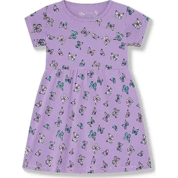 Dívčí šaty Dívčí šaty kr.r. Wolf S2514 fialové s motýly