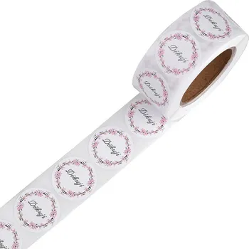 samolepka Pro Háčkování Papírové samolepky Děkuji 25 mm růžová