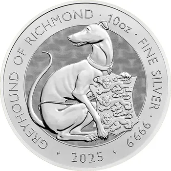 Stříbrná investiční mince The Royal Tudor Beasts - The Greyhound of Richmond 10 Oz 2025