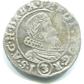 Ferdinand III. 3 Kreuzer 1637. Praha. Jakob B. Wolker. Ag.