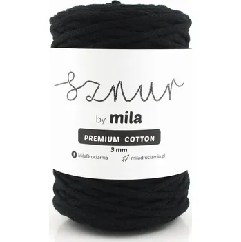 Příze Bavlněná šňůra PREMIUM COTTON 100m - černá Síla: 3 mm