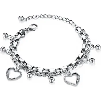 Náramek B-TOP Náramek z nerezové oceli se srdcem
