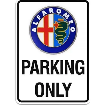 Plechová cedule Parkovací cedule Alfa Romeo PARKING ONLY Heritage