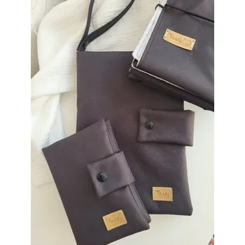 Obal na doklad Midi sada antracit - (plenkovník + obal na očkovací průkaz + přebalovací podložka)