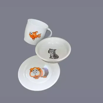 dětská jídelní sada Dětská souprava třídílná - zvířátka * (DOPRODEJ - 1 souprava)
