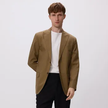 Pánské sako Reserved - Sako slim fit s příměsí konopí - teplá olivová - 8020H-19X - 8020H-19X-L