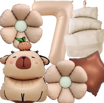 Balónek Sada narozeninových balónků KAPYBARA , pastelový saténový, ČÍSLICE 7