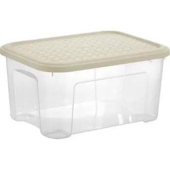 Úložný box Tontarelli Box ARIANNA 13L s víkem ,transparent/ světle hnědá 8034178AK6 8034178AK6