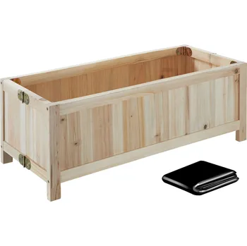 Skleník TecTake GmbH 405622 vyvýšený záhon blomster, skládací, 30l, vč. fólie, 70x30x25cm - hnědá