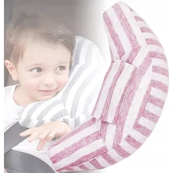 Polštář CESTOVNÍ POLŠTÁŘ DO AUTOSEDAČKY NA BEZPEČNOSTNÍ PÁS RŮŽOVÁ 35X15X11 CM