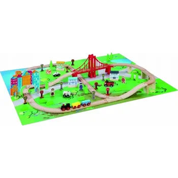 Vláček a vláčkodráha Železniční set s mostem, 80 dílů + mapa 50139