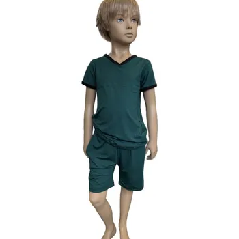 Chlapecké pyžamo FARMERS® Dětské letní pyžamo BAMBUS DARK GREEN Velikost: 140-146