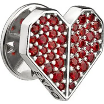 Brož Odznak EXPO 2025, stříbrný s českým granátem, rhodiovaný - srdce